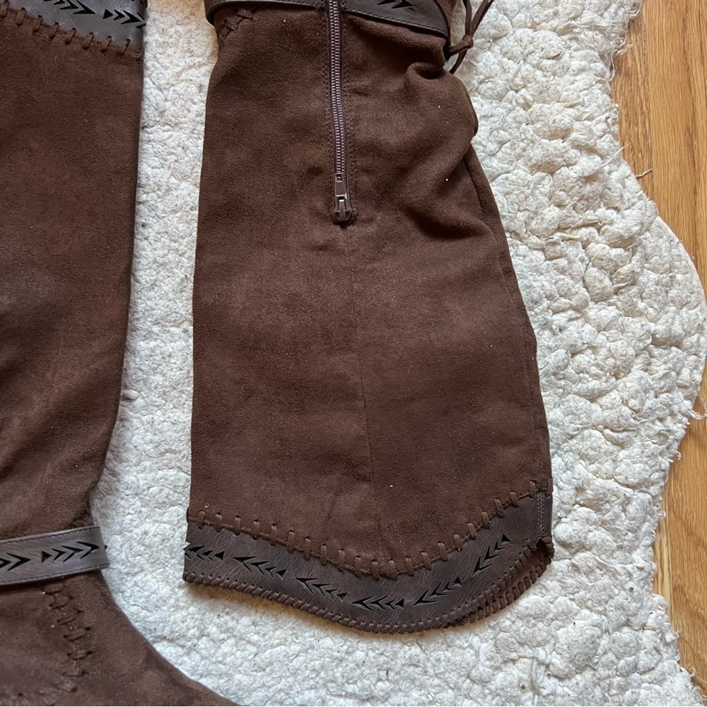 not rated: Sansa Faux Brown Suede 'Sansa Chelsea' Heeled Boots - Picture 5 of 13